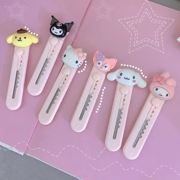  Kawaii Benim Melody Kuromi Cinnamoroll kızın Kalp El Hesabı Bıçak Sanrioed Anime Mini Sevimli Geri Çekilebilir Maket Bıçağı