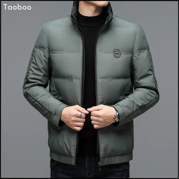  Taoboo 2023 Yeni Kısa Tasarım İş Tarzı Rüzgar Geçirmez Parkas Casual Çizgili Su Geçirmez Yastıklı Kış Erkek %90 % Ördek Aşağı Ceketler