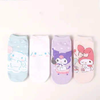  3 Adet Kawaii Cinnamoroll Benim Melody Kuromi Karikatür Çorap Anime Sanrioed Kız Kalp Sevimli ve Rahat Pamuklu çocuk çorap