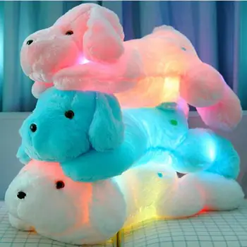  1 ADET Sevimli 50 CM Uzunluk Yaratıcı LED gece ışığı Güzel Köpek Dolması ve peluş oyuncaklar Çocuklar için En İyi Hediyeler