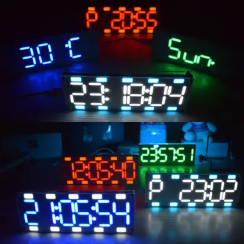  DIY 6 Haneli LED Büyük Ekran İki Renkli Dijital Tüp Masaüstü Saat Kiti Dokunmatik Kontrol 6 Renkler