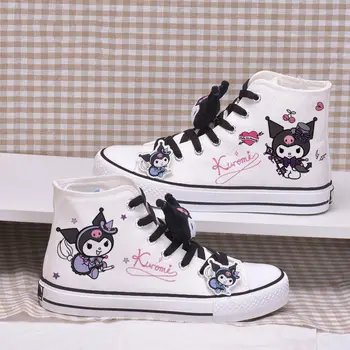  Kawaii Yeni Kuromi kanvas ayakkabılar Sanrio My Melody Cinnamoroll Kız Karikatür Yüksek Top kanvas ayakkabılar Öğrenci gündelik spor ayakkabısı