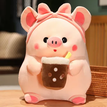  Kawaii Süt Çay Domuz peluş oyuncak Bebek Yastık Yaratıcı Sevimli Bebek Kız Arkadaşı Doğum Günü Tatil Hediye 30 cm / 40 cm / 60 cm