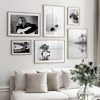  Iskandinav Manzara Posteri Fotoğraf Tuval Boyama Siyah Beyaz Duvar Sanatı Resimleri İçin Oturma Odası Modern Ev Dekoratif Baskılar