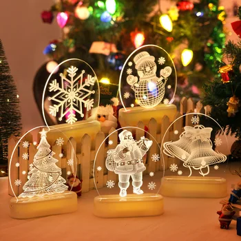  Noel Akrilik Led Gece Işıkları Merry Christmas Dekorasyon Ev için Navidad 2022 Noel Hediyesi Mutlu Yeni Yıl Süsleme