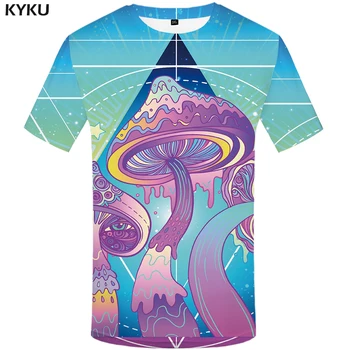  KYKU Marka Mantar T shirt Erkek Renkli Baskılı Tshirt Harajuku Serin Deniz Komik T shirt Anime Giyim Hip hop Streetwear