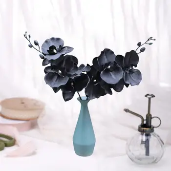  Yapay çiçek simülasyon çiçek kumaş siyah Phalaenopsis sahte çiçek ev için