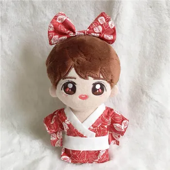  Kırmızı 10cm / 20cm pamuk çizgi film bebeği Kimono Tarzı giysiler için fit DIY Kore popüler peluş oyuncak bebek giysileri aksesuarları