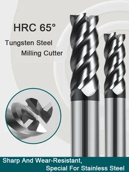  Karbür freze kesicisi 4 Flüt Sertleştirilmiş Tungsten Çelik Alaşım Yüz End Mill Uzatmak 16mm 150mm CNC Araçları Paslanmaz Özel HRC 65