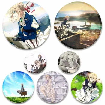  Moda takı Aksesuarları Anime Menekşe Evergarden Broş Alaşım Yuvarlak Rozet Sırt Çantası Şapka Karikatür Cosplay Yaka İğneler Hediyeler