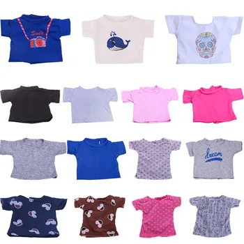  Bebek T-shirt Giysileri İçin Uygun 18 İnç Bebek ve Yeni Doğan Bebek Reboyn Bebek Nesil Giysileri Kız Doğum Günü Oyuncak Hediyeler