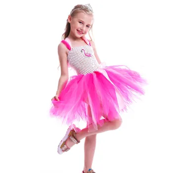  Kızlar için elbise Flamingo Pembe Tutu Elbiseler Çocuk Abiye Prenses Bale Kostümleri Doğum Günü Partisi Cadılar Bayramı Giyim