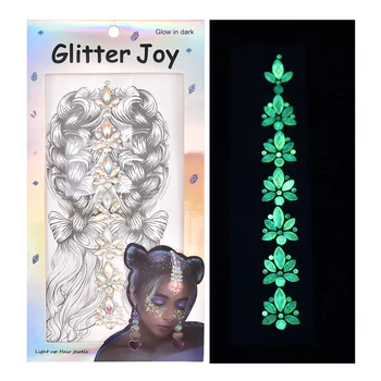  3D Aydınlık Saç Mücevherleri Kristal Alın Başlığı Sticker Glitter Yüz Vücut Mücevher Festivali Parlak Elmas Geçici Dövme Etiket