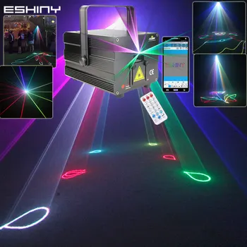  ESHINY APP 0.5 / 1 / 2W animasyon RGB lazer ışını sahne efekti ışık disko DJ projektör DMX dans Bar tatil parti sistemi gösterisi S7N8