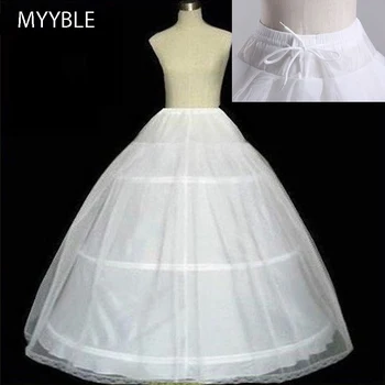 MYYBLE Yüksek Kalite Beyaz 3 Çemberler A-Line Petticoat Kabarık Etek Kayma Jüpon Balo cüppe şeklinde gelinlik Stokta Ücretsiz Kargo
