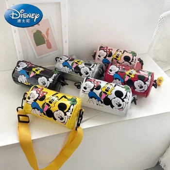  Disney 2023 Yeni Moda Graffiti omuzdan askili çanta Çocuklar Karikatür Mickey Minnie Bayan Deri Çanta Mini askılı çanta Cüzdan Hediye
