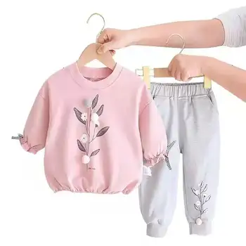  2 Adet Bebek Kız giyim setleri Sonbahar Kış Toddler Kız Elbise Çocuklar Eşofman Kız Elbise Çocuk Giyim 1 ila 6 yıl