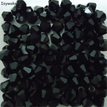  Isywaka Satış siyah renkler 100 adet 4mm Bicone Avusturya kristal boncuklar charm Cam Boncuk Gevşek ara boncuk DIY Takı Yapımı için