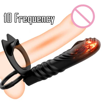  10 Frekans Çift Penetrasyon Anal Plug Yapay Penis Butt Plug Vibratörler Kadınlar Erkekler için Penis üzerinde Kayış Vajina Fiş Seks Oyuncakları kadınlar için
