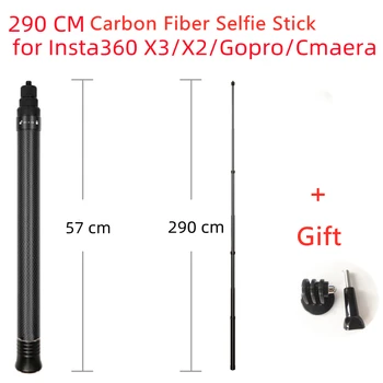  Stokta 3m Süper Uzun Karbon Fiber Görünmez Selfie Sopa Insta360 X3 / DJI Eylem 3 / Gopro11 Kamera Selfie Sopa
