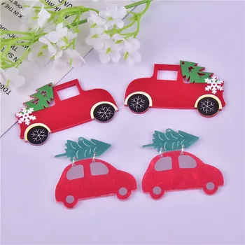  10 adet Noel Araba Ağacı Akrilik Takılar DIY Takı Yapımı için Toplu Ürünler Toptan