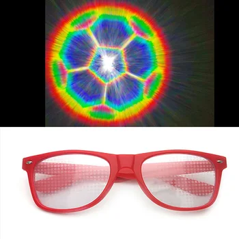  2022 Premium Kırınım 3D Prizma Övgüler Gözlük Plastik Futbol Ekran Lazer Gösterileri Gökkuşağı Izgaraları Gözlük
