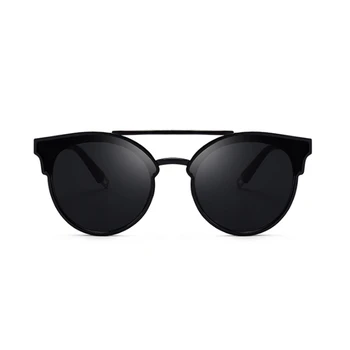  Vintage Siyah Kedi Göz Güneş Gözlüğü Kadın Marka Tasarımcı Güneş Gözlüğü Kadın Çift Köprü Yuvarlak Lens Moda Oculos De Sol