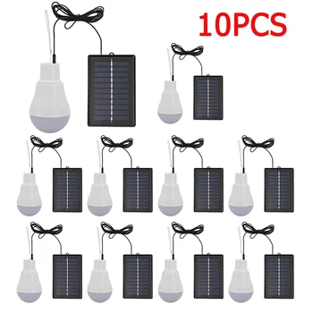  10 adet 5V 15W Güneş Lambası Taşınabilir asma fener Ampul Güneş Enerjisi Paneli Açık Bahçe Güneş Işığı Kamp Aydınlatma Çadır Lambası