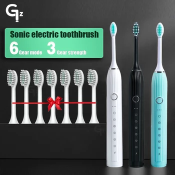  GeZhou N105 Yükseltme Sonic Elektrikli Diş Fırçası Yetişkin Zamanlı Fırça 6 Modları USB şarj aleti Şarj Edilebilir Diş Fırçası Yedek kulaklık
