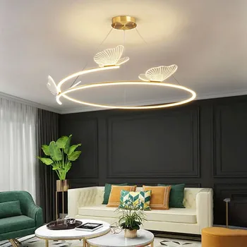  Modern yuvarlak avize, dekoratif yemek odası mobilyası lambası, kelebek yemek odası avize