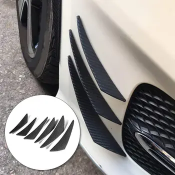  6 Adet Araba Ön ÖN TAMPON Splitter Fin Hava Bıçağı Evrensel dış dekorasyon otomobil gövde kiti Karbon Fiber Siyah Araba Spoiler