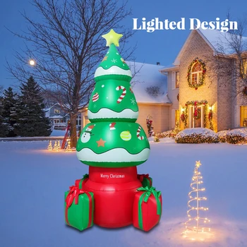  LED Merry Christmas Şişme Ağacı Süsler Kış Tatil Dışında Avlu Bahçe Dekor Oyuncaklar Yetişkinler Aile Hediye