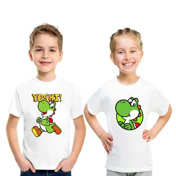  Çocuk Giyim Erkek / Kız T-shirt Süper Smash Bros Yoshi Karikatür Baskı Çocuklar Komik T shirt Yaz Rahat Bebek Tees Tops, HKP5444