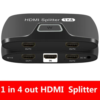  HDMI Splitter 4 K HDMI 1x4 için Xiao mi mi kutusu 1x4 Adaptörü HDMI Switcher 1 4 Out için PS4 DC Kablosu veya Güç adaptörü ile