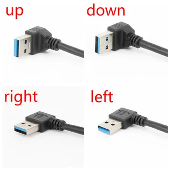  20cm USB 3.0 Sağ / Sol /Yukarı/Aşağı Açı 90 Derece Uzatma Kablosu Erkek dişi adaptör Kablosu USB Kabloları Uzatma Kablosu
