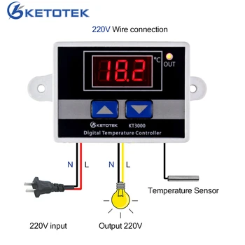  KETOTEK Dijital sıcaklık kontrol cihazı Termostat LED Mikrobilgisayar Anahtarı Termal Regülatörü NTC / K tipi sensör