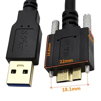 USB 3.0 A erkek Mikro B Kablosu sol sağ yukarı aşağı açı 90 Derece erkek Kilitleme Vidaları İle 5Gbps 0.3 m 1m 1.8 m