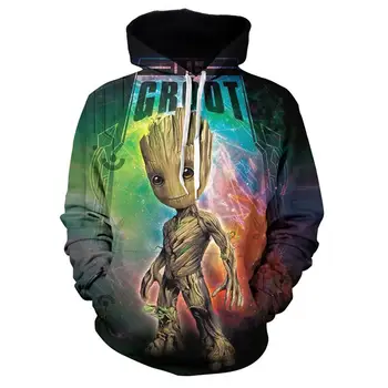  Marvel Guardians Galaxy Groot Erkekler Hoodies Tişörtü 3D Baskılar Komik Hip Hop Hoody Casual Streetwear Erkek Giyim Kapşonlu
