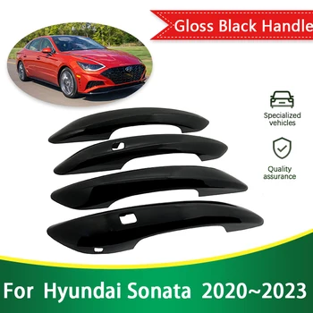  Hyundai Sonata 8 için DN8 2020 2021 2022 2023 Parlak Siyah Dış Kapı kulp kılıfı Trim Araba Styling Koruyucu Aksesuarları Sticker