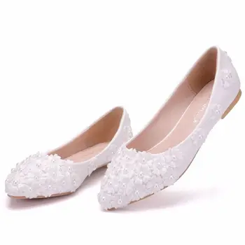  Kadın Flats 2018 Yeni Bahar Ayakkabı Sivri Burun Düğün Dantel Bale Daireler Üzerinde Kayma loafer ayakkabılar Kadın