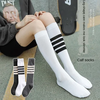  Lolita TB Uzun Diz Çorap çizgili çoraplar Tüp Pamuk Çorap Diz Üzerinde Jk Harajuku Japon Yarım Yüksek Lolita JK Çorap