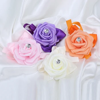  Nedime Bilezik Düğün Korsaj Bilezik Polyester Şerit Gül Çiçek İnci Yay Gelin Hediye Bilek Korsaj SW025