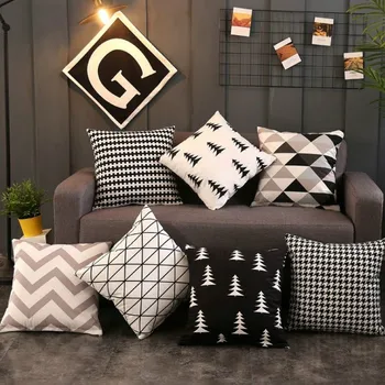  Iskandinav siyah ve beyaz yastık kılıfı modern minimalist ev dekorasyon yastık kılıfı oturma odası kanepe dekorasyon minder örtüsü 40x40