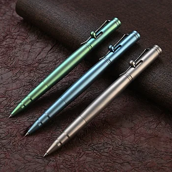  Gümüş / Yeşil / Mavi Titanyum Alaşımlı Taktik Kalem Jel Kalem Metal İş İmza Taşınabilir Kalem Hediye Ofis Kırtasiye