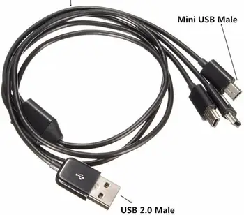  USB2. 0 Tip A Erkek 3 Mini USB B Erkek 5 pin Veri Şarj Bağlantı Kablosu 480Mbp Sync Güç kablo ayırıcı Telefon için Yüksek Hızlı