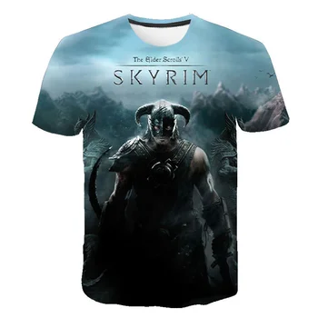  2021 Yeni Elder Scrolls V SKYRİM 3D T Shirt Erkek Kadın Rahat Serin Harajuku Oyun kısa kollu t-shirt Üstleri Tee Büyük Boy