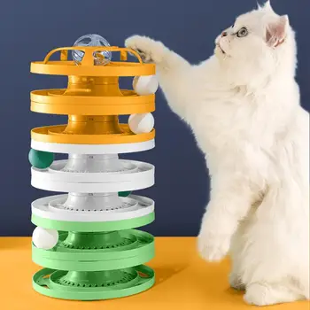 Kedi Pikap Parçaları Oyuncak Çok Katlı Kule İnteraktif Sihirli Parlayan Topları Kediler Kapalı Takip Egzersiz Oyunu Komik Bulmaca Oyuncaklar