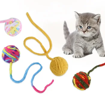  Komik Kedi Iplik Topları Çan Oyuncaklar Renkli Sondaj Interaktif Çiğneme Squeak Oyuncaklar Yavru Doldurulmuş Oyuncaklar Top Kedi Malzemeleri