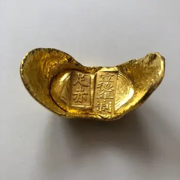  Ming Hanedanı Altın Külçe Çoğaltma Antika Koleksiyonu 1426-1435 Ev Dekorasyon Şanslı Altın Külçe