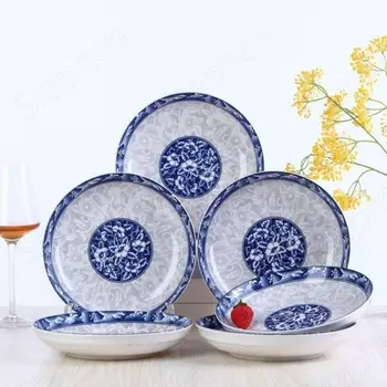  Mavi ve Beyaz Porselen Tabak Seti Çin Vintage Sıraltı yemek tabakları ve Tabaklar Restoran Otel Servis Tepsisi Sofra